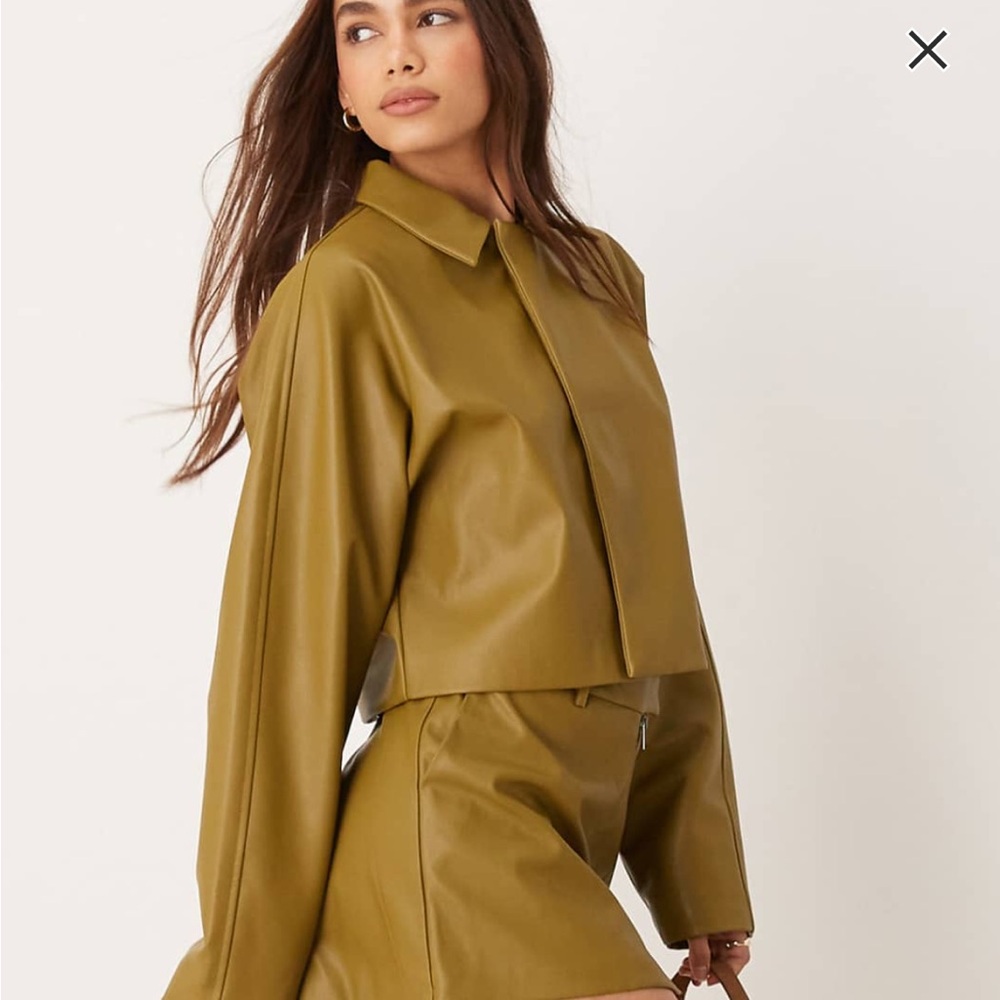 ASOS DESIGN Cropped Zip Up Olive Blazer